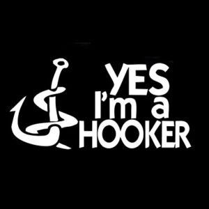 Adesivo de vinil CCI Yes I'm a Hooker divertido para pesca | Carros Caminhões Vans Walls Laptop| Branco | 19 x 10 cm |CCI1231 (Discos de Vinil)