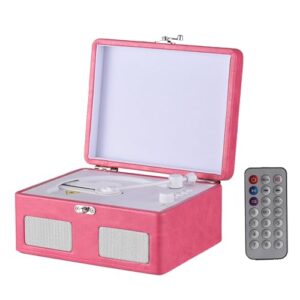 Music Player Player, Cd de Bateria Recarregável Portátil de 3,5 Mm de Entrada Com Cd Player Com BT Turbable para Entusiastas da Música (Rosa) (Equipamentos)