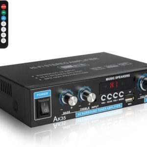 Amplificador de Som, Amplificador com Conexão Bluetooth, Controle de Graves e Agudos, Entradas USB e TF para Uso Doméstico e Pequenos Ambientes (Equipamentos)