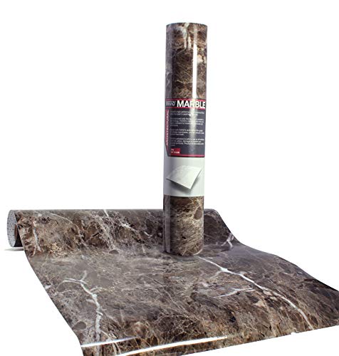 VViViD Película de vinil arquitetônica brilhante Emperador de mármore escuro, textura natural, 40 cm x 1,8 m (Discos de Vinil)