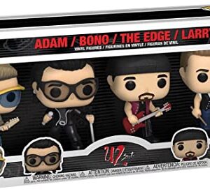 Funko Pop! Rocks: U2 – Zoo TV – Adam/Bono/The Edge/Larry – Pacote com 4 bonecos de vinil (Discos de Vinil)