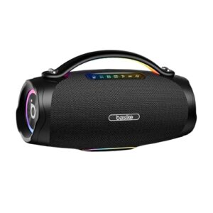 Basike Caixa de Som Bluetooth Portátil 200W, Boombox 4, IPX6 À Prova D'água e Resistente À Poeira, Luz RGB Surround, Áudio Lossless, Tecnologia TWS, EQ/TWS/TF/AUX (Equipamentos)
