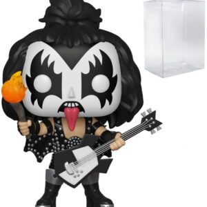POP Rocks: KISS – O Demônio (Gene Simmons) Funko boneco de vinil (embalado com caixa protetora compatível), multicolorido, 9,5 cm (Discos de Vinil)