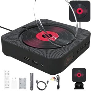 110-220V Leitor de DVD para TV, Toca CD, DVD Player HDMI, CD DVD Player, com FM, Alto-Falantes Duplos Integrados,Toca-Discos Retrô, Parede E Conexão AUX, com Cabos HDMI E AV, Leitor de CD Portátil (CDs)