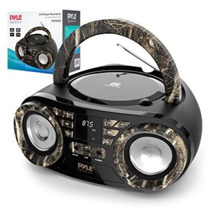PYLE Leitor de CD portátil, leitor de CD para casa, leitor de CD portátil, potência máxima de 50 W, transmissão BT sem fio, rádio AM/FM, porta USB, inclui cabo de alimentação AC/DC, entrada auxiliar (Equipamentos)