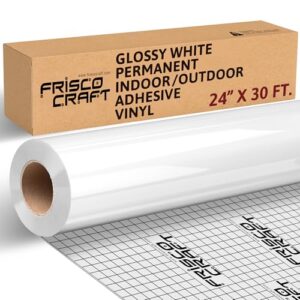 Frisco Craft Vinil branco brilhante permanente - rolo de vinil branco - vinil permanente para ambientes externos, resistente à água e ao clima com suporte siliconizado - vinil adesivo, branco (Discos de Vinil)