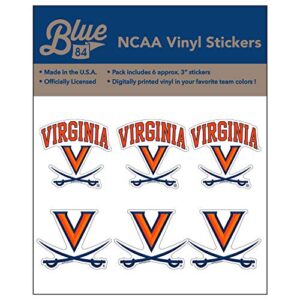 Adesivo de vinil NCAA Virginia Cavaliers 7,62 cm, pacote com 6, Virginia Cavaliers Navy, tamanho único (Discos de Vinil)