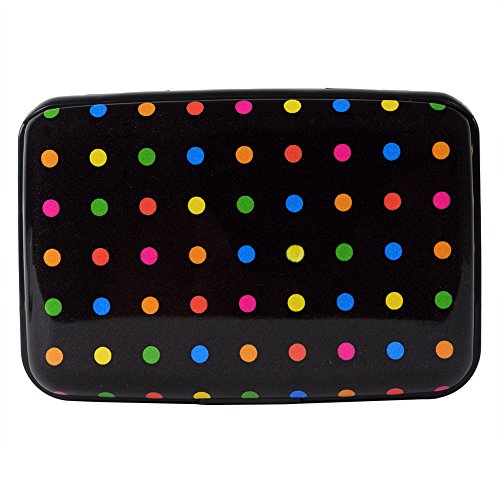 Carteira de alumínio com bloqueio RFID, capa rígida de metal fina para cartão de crédito, Multicolor Polka Dots, small (Equipamentos)