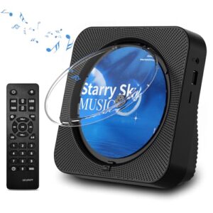Leitor de CD portátil Bluetooth 5.1 Desktop CD Player com alto-falantes de som HiFi, controle remoto, capa contra poeira, display LED, rádio FM Boombox, USB/AUX para casa, crianças (preto) (Equipamentos)