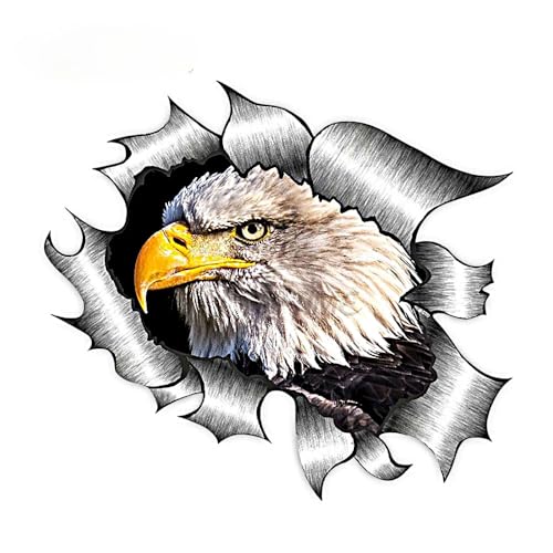 Pacote com 2 adesivos de vinil 3D Eagle Break Through removíveis à prova d'água para carro, laptop, motocicleta e decoração de parede A-04 (Discos de Vinil)