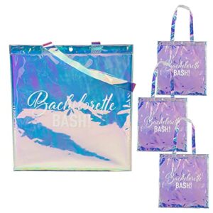 Fun Express Sacolas de vinil de despedida de solteira iridescentes transparentes grandes de 38 cm x 40 cm - 3 peças (Discos de Vinil)