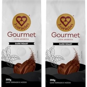 3 Corações Gourmet Café Torrado e Moído, 100% Arábica, Torra Escura, 250g, 2 Unidades (Café)