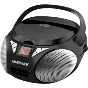 Magnavox MD6924 Caixa de som portátil de CD com rádio estéreo AM/FM em preto | Compatível com CD-R/CD-RW | Display LED | Porta AUX suportada | Leitor de CD programável | (Equipamentos)