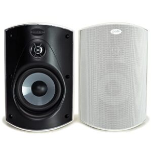 Polk Audio Atrium 5 alto-falantes externos com graves potentes (par, branco), durabilidade para todos os climas, ampla cobertura de som, sistema de montagem Speed-Lock (Equipamentos)