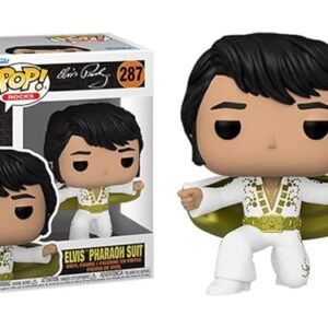 Funko Pop Elvis Presley + protetor: boneco de vinil Pop! Rocks (conjunto de presente com caixa protetora de colecionador da marca ToyBop) (terno do faraó de Elvis) (Discos de Vinil)