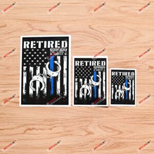 Retired Police Officer American Flag Thin Blue Line Vinil Decalque Punhos - Grunge Subjugado Vintage - Pacote com 3 Brilhantes, 7,6 cm, 10,6 cm - Para Copo de Carro Barco Laptop (Discos de Vinil)