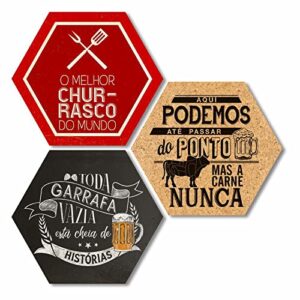 Kit com 3 placas em MDF - Churrasco - Cerveja (Cervejas)