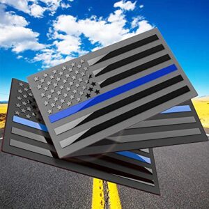 Pacote com 3 adesivos 3D Thin Blue Line American Flag, Thin Blue Line Sticker, Thin Blue Flag Decalk, Support Police and Law Enforcement Officers, 12,7 x 7,6 cm (Thin Blue Line) (Discos de Vinil)