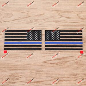 Adesivo de vinil Thin Blue Line USA American Flag Police - Par preto + azul, 12 cm - Imagens espelhadas invertidas - Estilo cortado sem bkgrd para carro, caminhão, barco (Discos de Vinil)