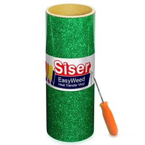 Rolo de vinil de transferência de calor Siser Glitter Green Easyweed incluindo ferramenta de descascamento de aço inoxidável, Verde, 3ft x 15", 1 (Discos de Vinil)