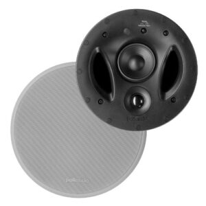 Polk Audio Alto-falante de teto 70-RT de 3 vias (driver de 6,35 cm, sub de 17,78 cm) - Série Desaparecimento | Porta de energia | Grade para pintura | Duas entradas de graves brancas (Equipamentos)