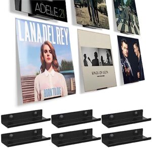 BiJun Suporte de parede de vinil, pacote com 6, suporte de vinil de metal preto, prateleira para exibição de parede, suporte de parede para álbuns LP minimalista, conjunto de armazenamento de parede (Discos de Vinil)