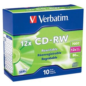 VTM95156 - VERBATIM 95156 700MB 80 Minutos 4x-12x CD-RWs de alta velocidade, pacote com 10 (CDs)