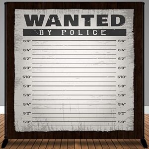 MTMETY Wanted by Police Pano de Fundo Caneca Tabela de Altura Poster Fundo Cowboy Ocidental 1,5 x 1,5 m Aniversário Casamento Bachelorette Decoração Festa Photo Booth Studio Adereços Mesa de Bolo Banner LSME1590 (Discos de Vinil)