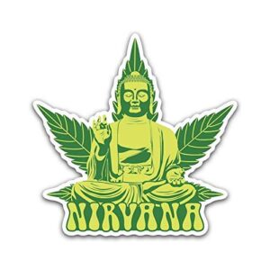 WSQ Adesivo de vinil Nirvana Buddah Marijuana – 12 cm – para carro, caminhão, SUV, van, para-choque, parede, laptop, tablet, copo e qualquer superfície lisa (Discos de Vinil)