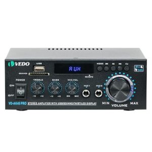 AK45 Pro Amplificador de áudio estéreo,sistema de amplificador de potência Bluetooth 5.0 sem fio de 2 canais de 300 W para uso doméstico,amplificadores domésticos,rádio FM USB cartão (Equipamentos)