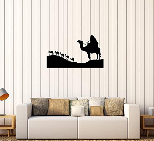 DesignToRefine Decalque de parede Camelo Saara Desert Animal Oasis Caravan Egito Vinil Adesivo Grande Decoração (ed1103) Preto (Discos de Vinil)