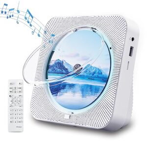 Leitor de CD portátil Bluetooth 5.1 Desktop CD Player com alto-falantes de som HiFi, controle remoto, capa contra poeira, tela de LED, rádio FM Boombox, USB/AUX para casa, presente, crianças (branco) (Equipamentos)