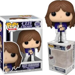 Funko Pop Ozzy Osbourne + protetor: boneco de vinil Pop! Rocks com glitter (conjunto de presente com caixa protetora de colecionador ToyBop) (Discos de Vinil)
