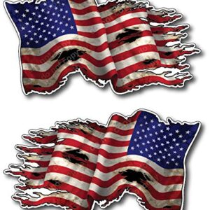 Pacote com 2 adesivos de vinil com a bandeira americana dos EUA, marinha, militar, caminhão, carro, caminhão, 10 x 17 cm, 1 regular 1 espelhado reverso virado para a esquerda para trás (Discos de Vinil)