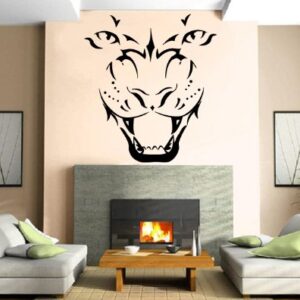 DesignToRefine Pantera Face Roar Canines Hunter Animal Decor Wall Mural Vinil Art Sticker M345 (Discos de Vinil)