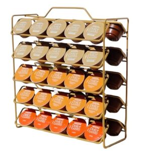 TEDFY Organizador Dourado Suporte para Cápsulas de Café - compativel com Dolce Gusto®*, Capacidade 50 Cápsulas (Café)
