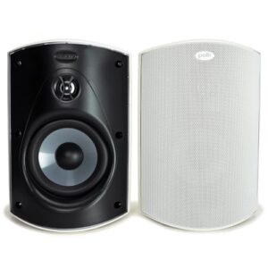 Polk Audio Atrium 6 Alto-falantes externos para todos os climas com gabinete de reflexo de baixo (par, branco) | Ampla cobertura de som | Sistema de montagem com trava rápida (Equipamentos)