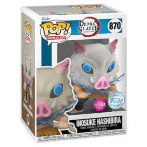 Funko Pop! Animação: Demon Slayer - Boneco de vinil multicolorido exclusivo (Inosuke Flocked SE #870) (Discos de Vinil)