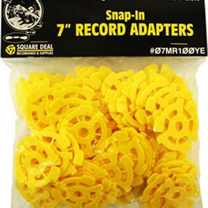 (100) Adaptadores de disco de plástico amarelo plano - encaixe em inserções para fazer discos de 45 rpm de 17,78 cm que se encaixam em toca-discos de vinil padrão #07MR100YE (Discos de Vinil)