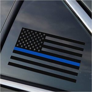 Adesivo de vinil para janela de carro KD Police Thin Blue Line Flag | [6,75A x 3,5W]" aplica-se a carros, paredes, laptop, vidro, caminhão, janela, para-choques (Discos de Vinil)