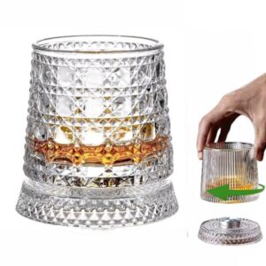FABEILAI Presentes masculinos de dia dos namorados para ele, copo de vidro antiquado giratório, copo de uísque de cristal de 260 ml/283.5 g para uísque, bourbon, bebidas alcoólicas e coquetéis, BS (Bebidas)