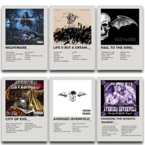 Kit 6 Quadros Placas Decorativas Avenged Sevenfold em MDF 28x20cm (Discos de Vinil)