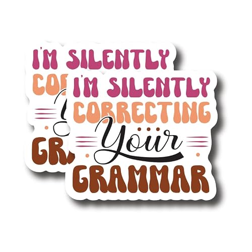 I'm Silently Correcting Your Grammar - Sassy Grammar Police Sarcastic - Pacote com 2 adesivos de vinil laminado de qualidade premium | 12 cm no lado mais largo | Feito nos EUA - FHJ322 (Discos de Vinil)