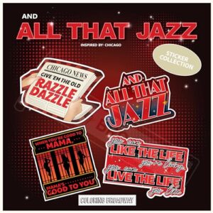 Adesivos de vinil para colorir Broadway - and All That Jazz Musical Inspirado em Chicago Broadway Theater, Mercadoria Musical, Die-Cut & Bubble Free Vinyl Stickers (7,6 cm x 7,6 cm - Conjunto de 4) (Discos de Vinil)