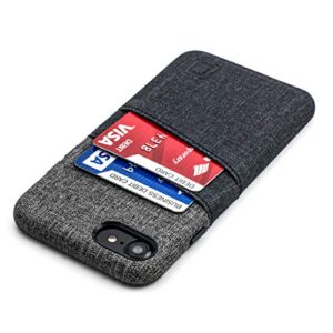Capa carteira Dockem para iPhone SE 2, iPhone 8/7 com placa de metal integrada para montagem magnética e 2 compartimentos para cartão de crédito (M2), iPhone SE, Black and Grey (CDs)
