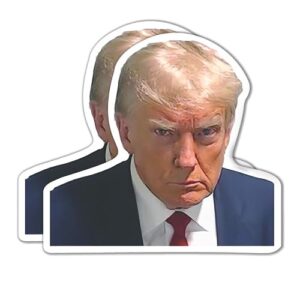 Trump Mugshot Official Police Funny Meme Sticker - Trump 2024 Prison Photo Meme Political Funny Sticker - Adesivos de vinil de qualidade premium pacote com 2 | 12 cm no lado mais largo | Feito nos EUA (Discos de Vinil)