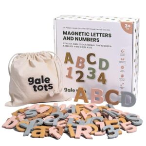 Gale Tots Letras e números magnéticos - 135 peças de ímãs do alfabeto em cores suaves - Aprendizagem do alfabeto para crianças - Ímãs de geladeira para crianças pequenas - Brinquedos educativos (Discos de Vinil)