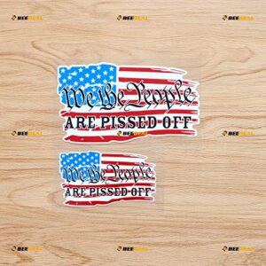 Adesivo de vinil envelhecido We The People are Pissed Off American Flag - Pacote com 2 brilhantes, 10 cm, 15 cm - para copo de laptop de carro, barco, laptop (Discos de Vinil)
