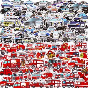 Adesivos de carro de polícia e caminhão de bombeiros para crianças, meninos, vinil, veículos policiais, bombeiros, para garrafas de água, laptop, removíveis, à prova d'água, adesivos de veículo de (Discos de Vinil)