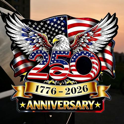 BWFY 2 peças adesivos decalque de carro 250th Anniversary EUA, 1776-2026 Patriotic Bald Eagle, adesivos de vinil de 4 de julho para para-choques de carro, caminhão, reboque, janela, 8 polegadas (8 (Discos de Vinil)